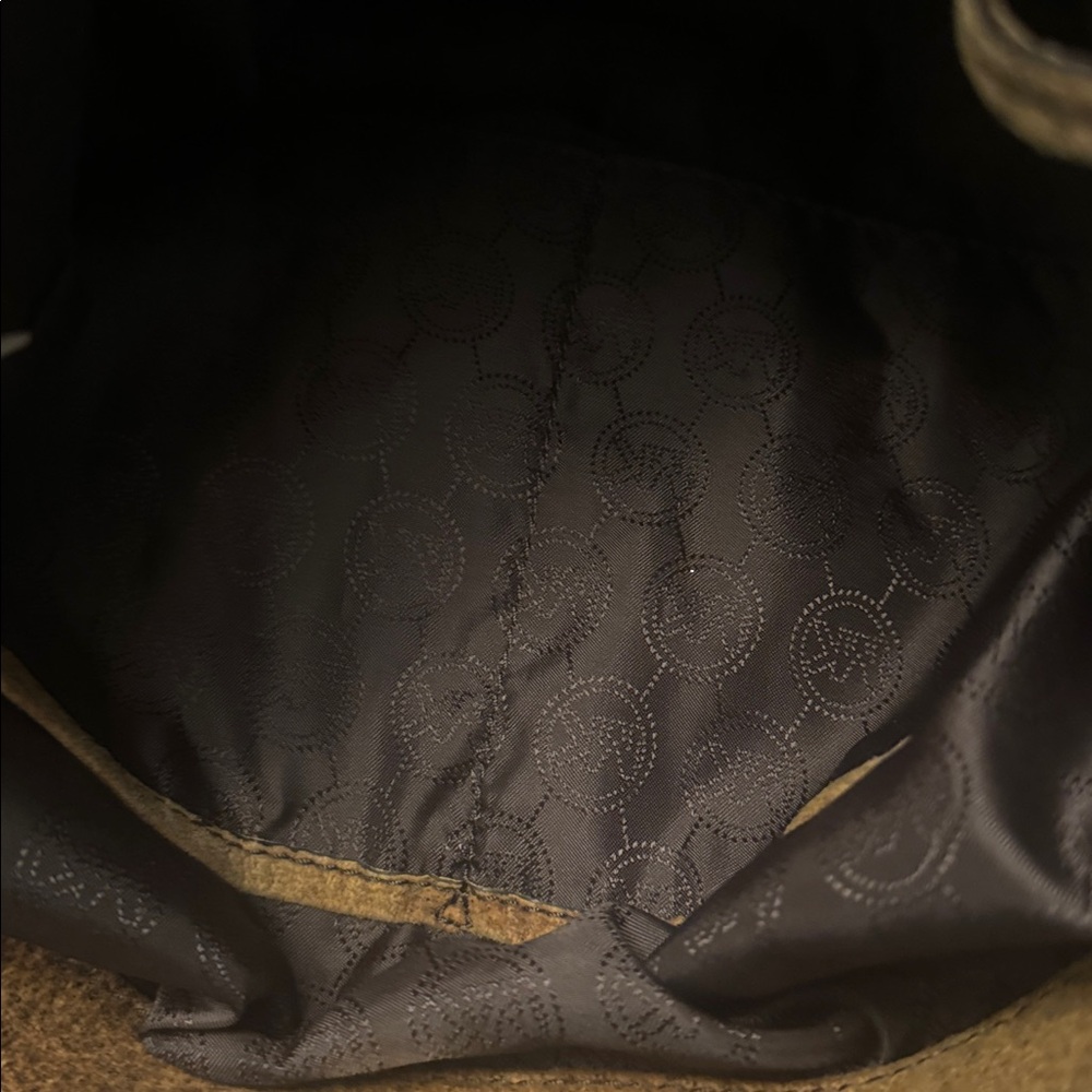 Michael Kors Brown Suede Tote with Gold Charm, EUC - Picture 7 of 9
